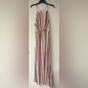 French Grey striped maxi dress